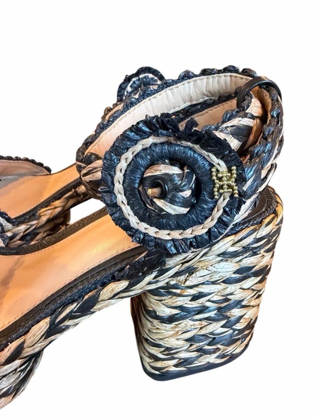 Sam‎ Edelman Woven Platform Sandals in Natural & Black